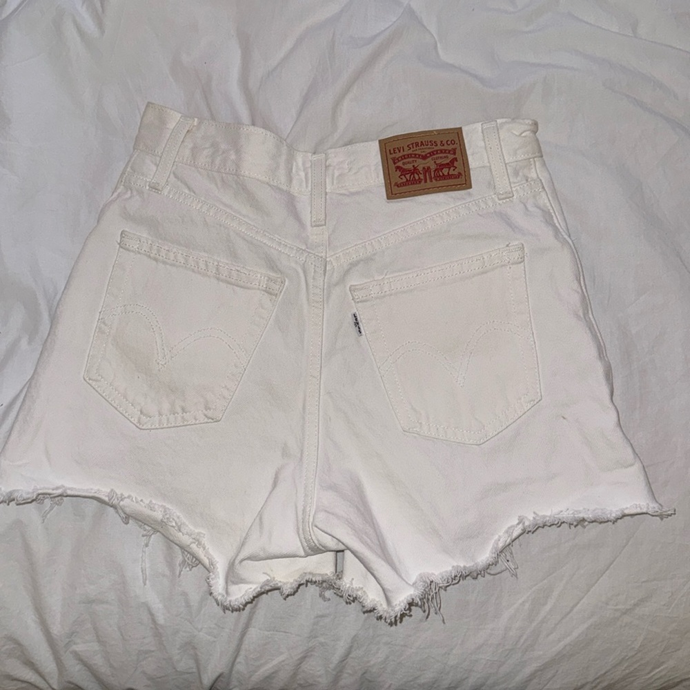 White Levi Shorts